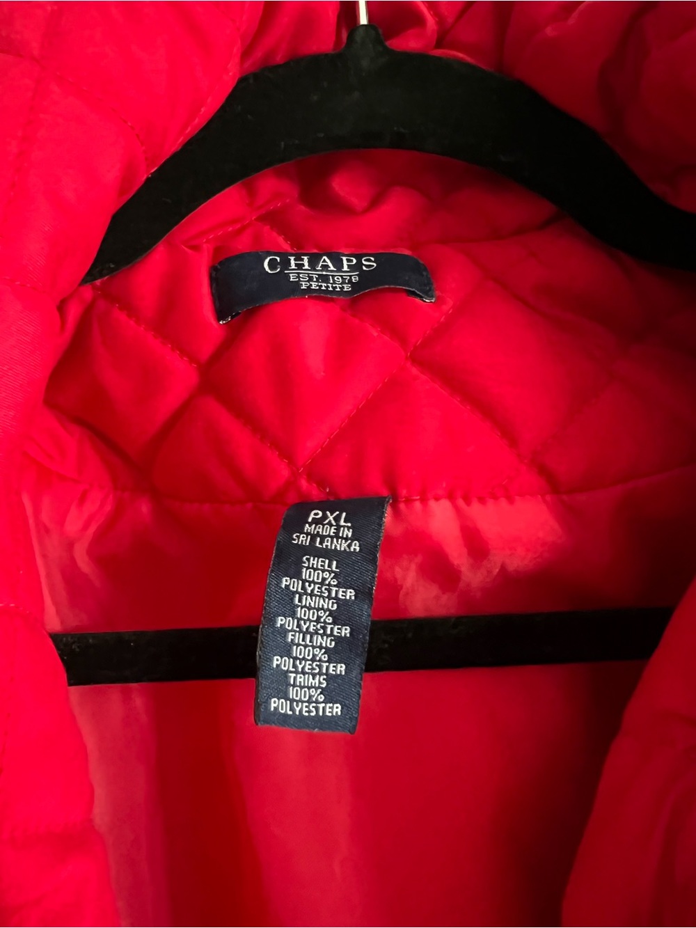 Chaps Quilted Red Jacket - Picture 3 of 5